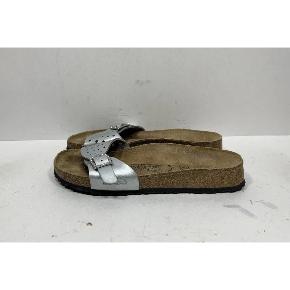 Birkis By Birkenstock Silver Rhinestone Madrid Sandal Women's Size 7 N / 38